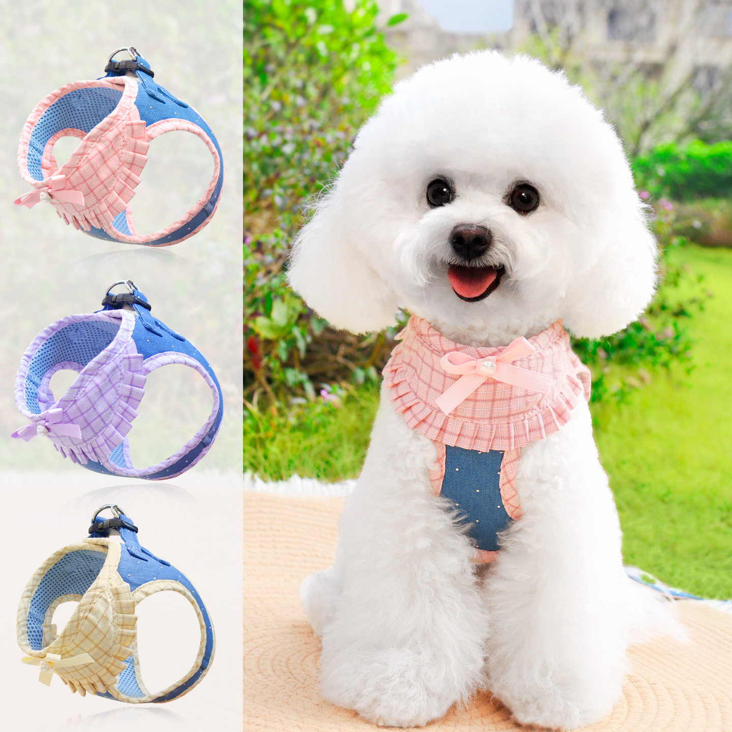 日本狗狗牵引绳小型犬胸背带遛狗