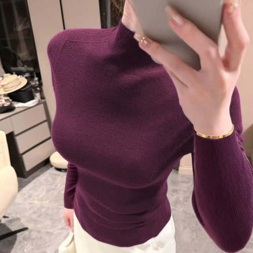 2025新款秋冬半高领长袖针织衫