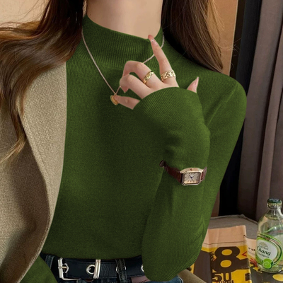 半高领打底衫女春秋薄款简约上衣