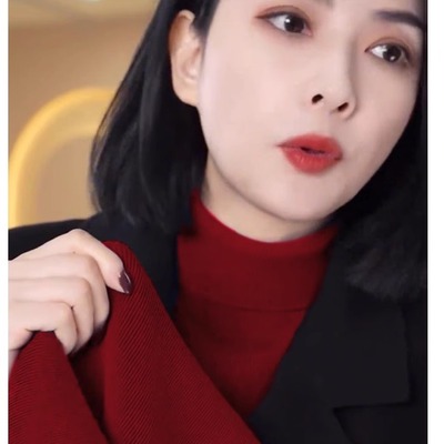 安哥拉红毛衣轻熟风羊毛针织衫