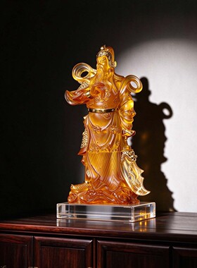 非遗古法琉璃关公财神禅意摆件
