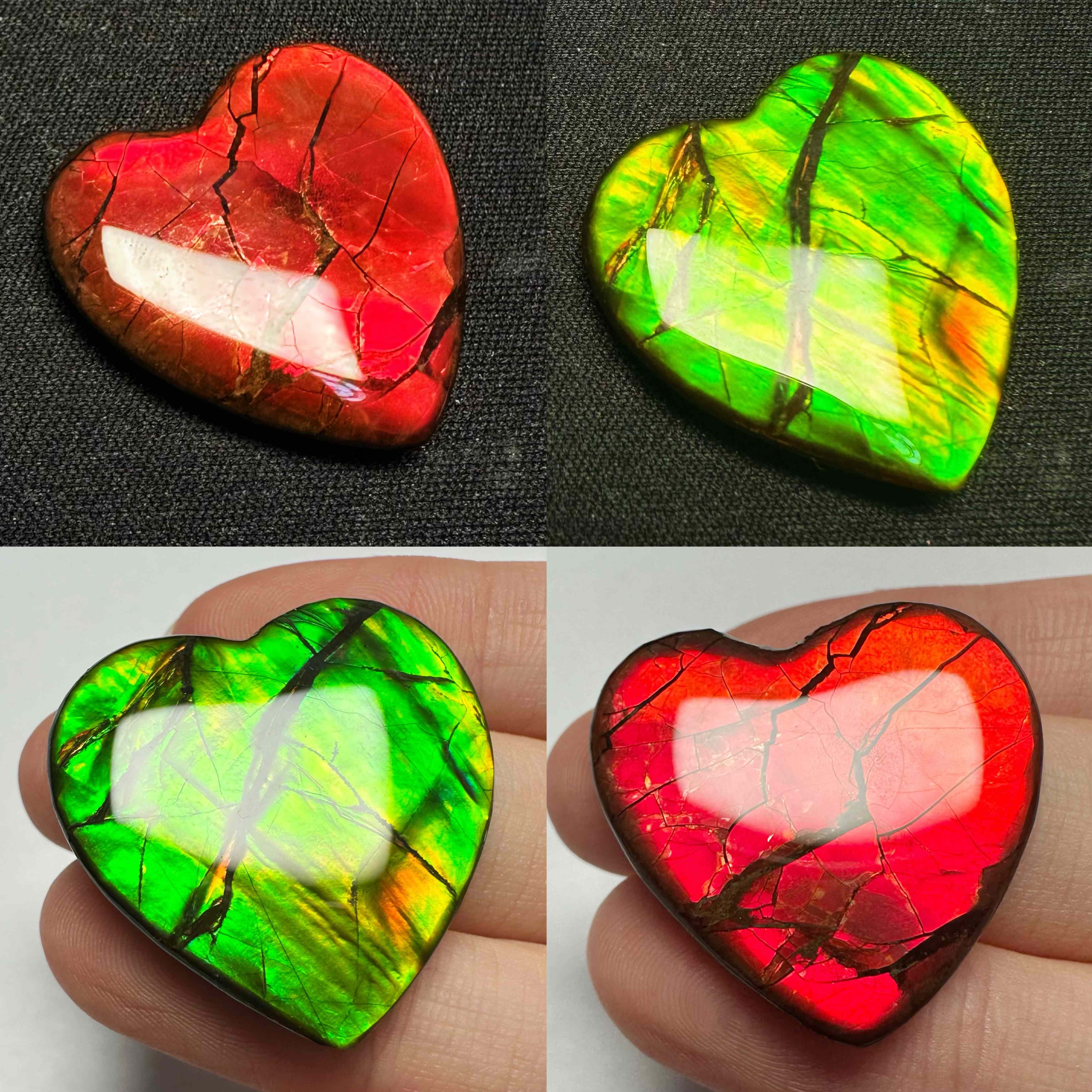 天然加拿大斑彩石树脂面爱心裸石 吊坠