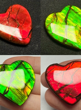 天然加拿大斑彩石树脂面爱心裸石 吊坠