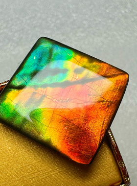 天然加拿大斑彩石树脂面覆膜 裸石 天然螺纹