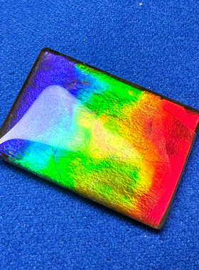 天然加拿大斑彩石七彩长方 水晶面覆膜