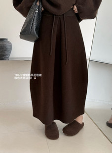 冬天里 小花苞～绵羊毛15.8兔毛21.9慵懒后开叉保暖厚花苞半身裙