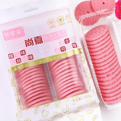 粉色奥利风味樱花饼干蛋糕装饰