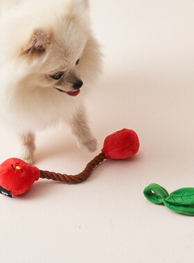 现货~A15[HaBe]BM樱桃发声绳结玩具 狗狗玩具 韩国代购