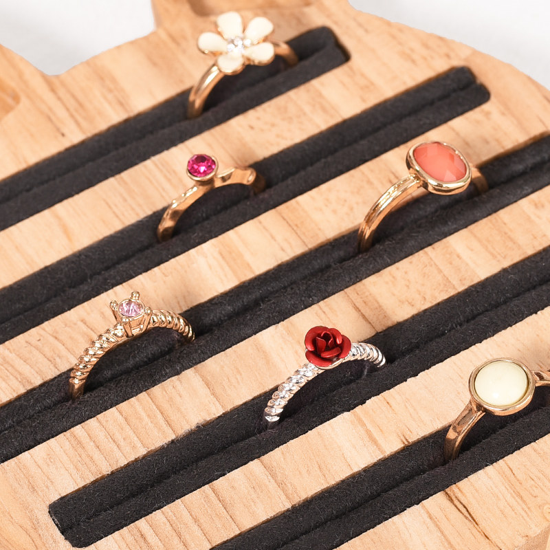 단단한 나무 링 보드 쥬얼리 디스플레이 스탠드 나무 귀걸이 보드 나무 디스플레이 스탠드 데스크탑 쥬얼리 디스플레이 소품