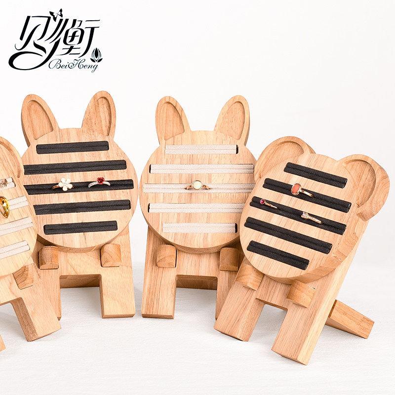 단단한 나무 링 보드 쥬얼리 디스플레이 스탠드 나무 귀걸이 보드 나무 디스플레이 스탠드 데스크탑 쥬얼리 디스플레이 소품