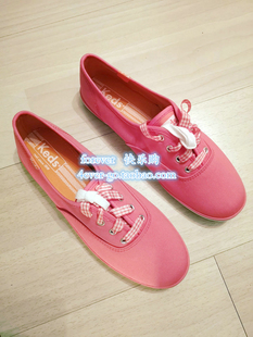 Keds 泰勒斯 粉色格子鞋带低帮系带甜美舒适学院派帆布鞋女鞋