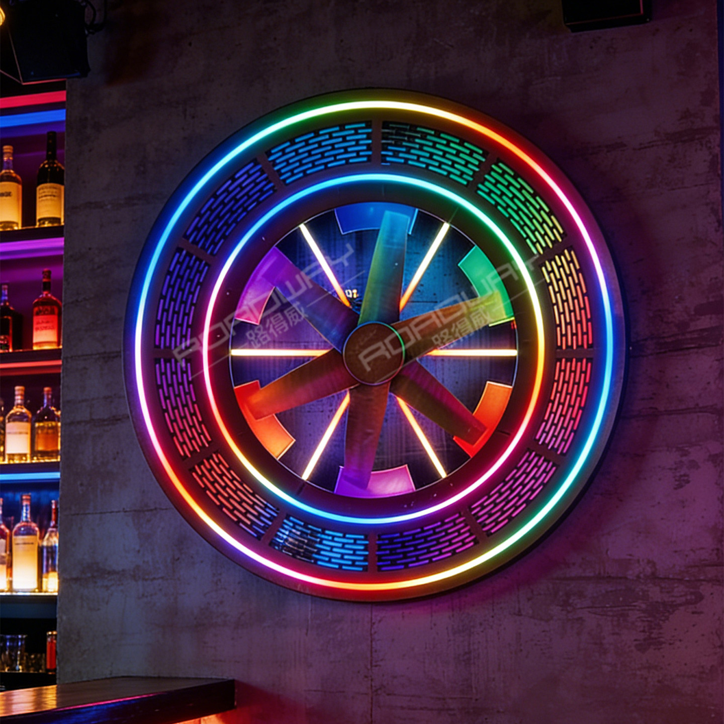 朋克工业风酒吧KTV金属铁艺墙壁氛围灯装饰品创意发光网红风扇灯