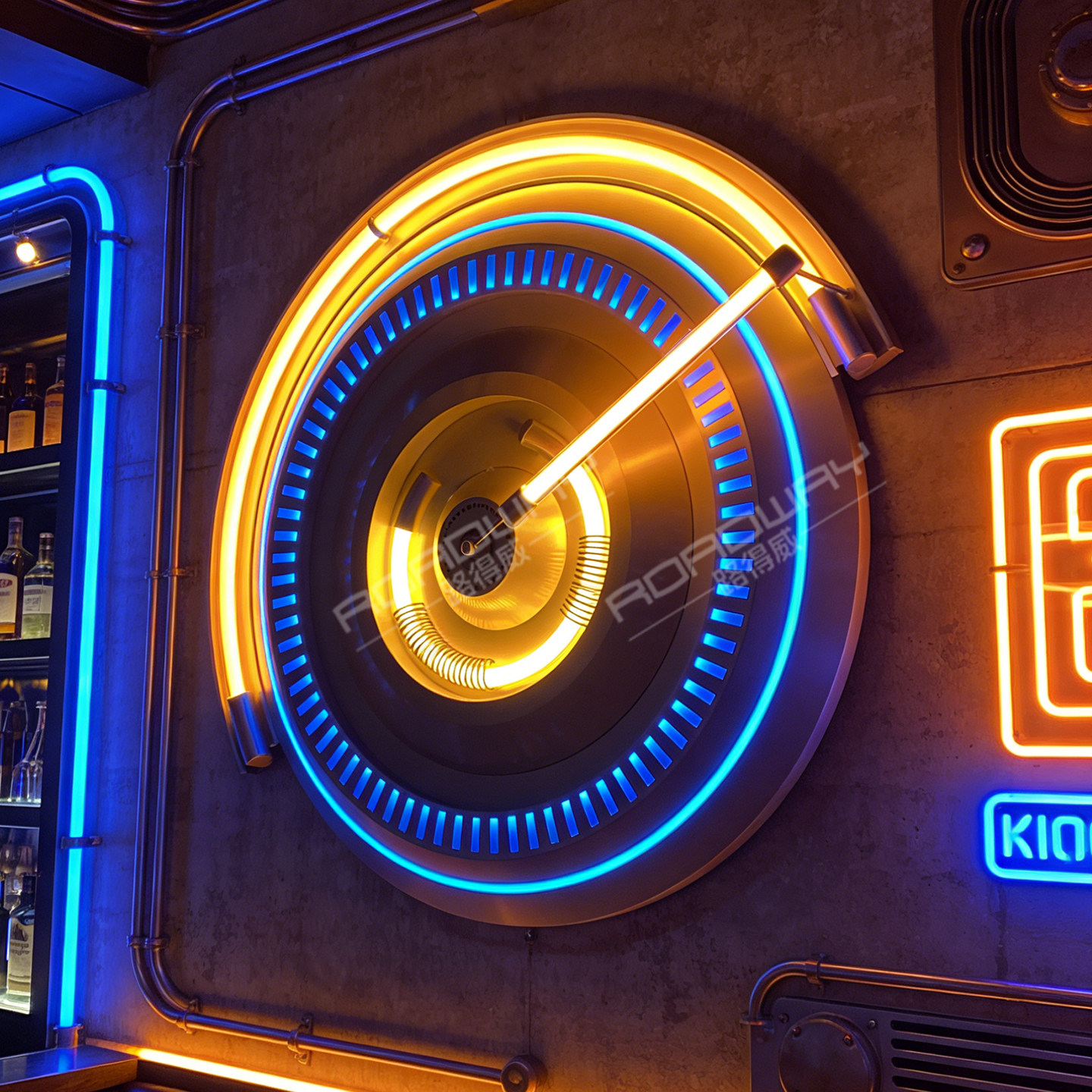 酒吧KTV台球厅复古未来风店铺LED背景墙面金属壁挂创意氛围装饰灯