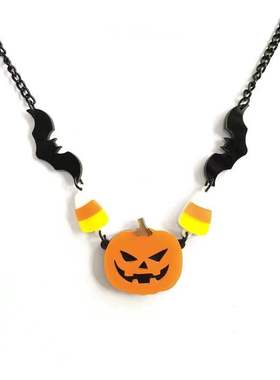 P万圣鬼节恐怖可爱南瓜灯时尚短款项链锁骨挂链