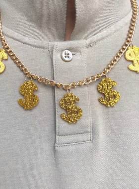 G金粉字母亚克力流苏短款项链嘻哈锁骨链