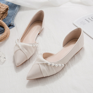 2026新款夏季女鞋尖头浅口平底鞋法式晚晚风温柔软底配裙子单鞋女
