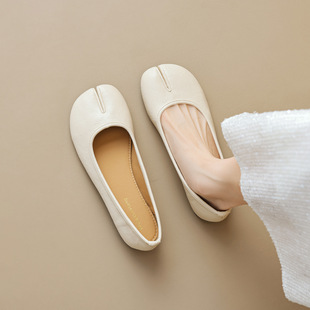 2026春秋猪蹄分趾鞋女浅口软底舒适一脚蹬平底马蹄豆豆鞋芭蕾单鞋