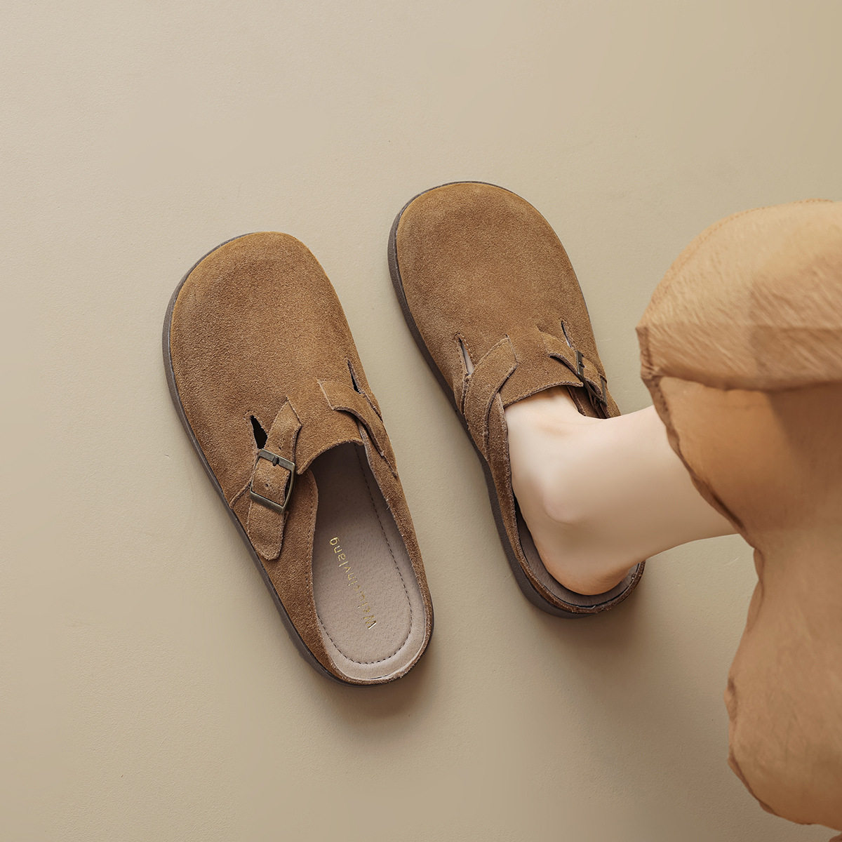 2026夏季新款厚底勃肯鞋复古百搭一脚蹬外穿包头博肯半拖鞋女软底