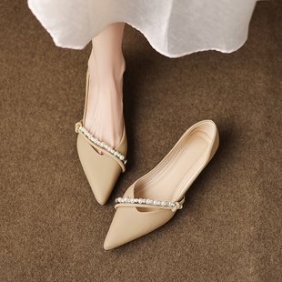 超软小羊皮尖头平底瓢鞋女2026春款百搭软底绝美不累脚气质小单鞋