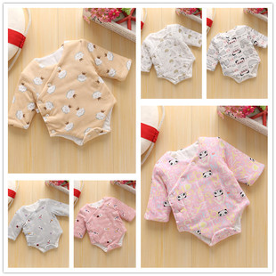 婴儿手工棉花兜屁衣男女宝宝纯棉长袖包屁衣夹棉三角哈衣连体睡衣