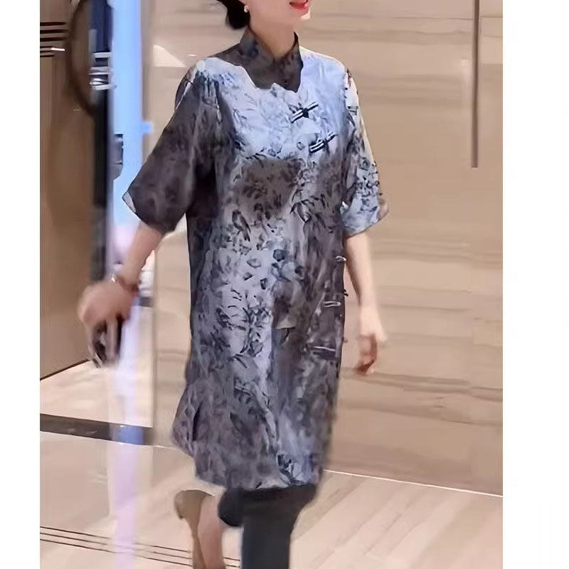 复古改良提花旗袍裙2025新款大码女装胖MM200斤显瘦新中式连衣裙