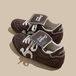 2026春季新款真皮复古阿甘鞋德训鞋女运动板鞋休闲鞋猪皮鞋垫女鞋