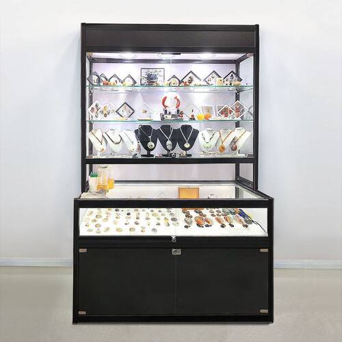 翡翠玻璃柜展示玉石工艺品
