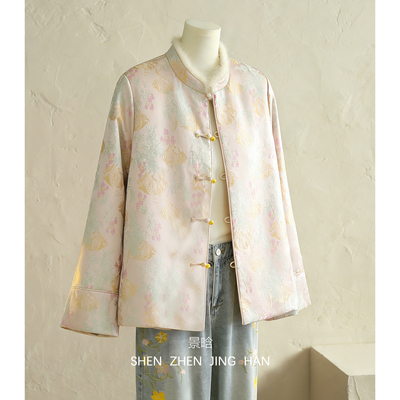 改良新中式织锦提花夹棉外套女