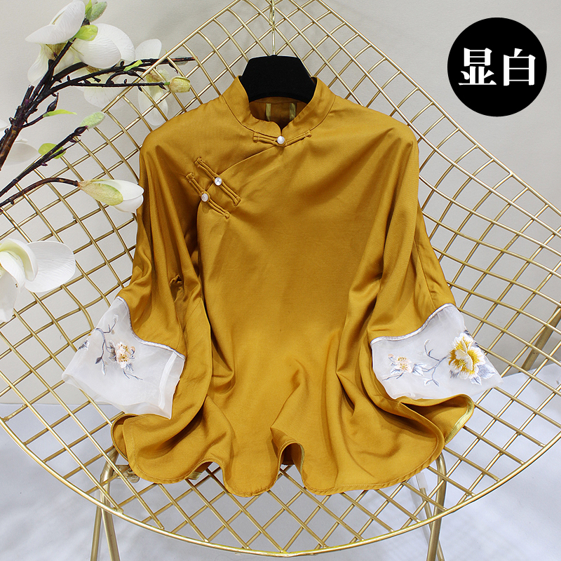 2019春夏新款複古盤扣繡花茶服寬松亞麻中式改良短款旗袍唐裝上衣在類目 女裝/女士精品, 唐裝/民族服裝/舞臺服裝, 唐裝/中式服裝, 上衣中 - 來自Buy2taobao.com提供專業的淘寶代購服務