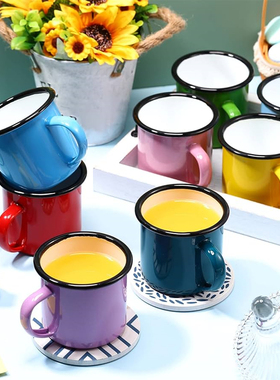 经典铁质搪瓷水杯怀旧老式茶缸子儿童刷牙个性定制漱口白酒杯家用