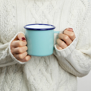 搪艺匠经典 出口加厚纯色搪瓷水杯子茶缸漱口野营户外珐琅彩马克杯