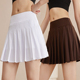 羽毛球裙高腰胖mm运动裙防走光裤 百褶裙一体网球裙 裙跑步速干大码
