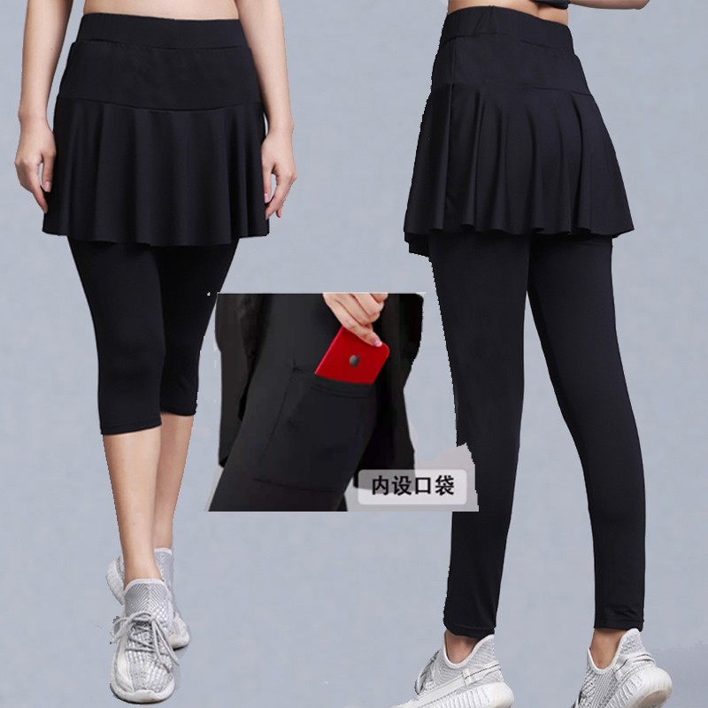 大码一体假两件运动裙裤瑜伽跑步