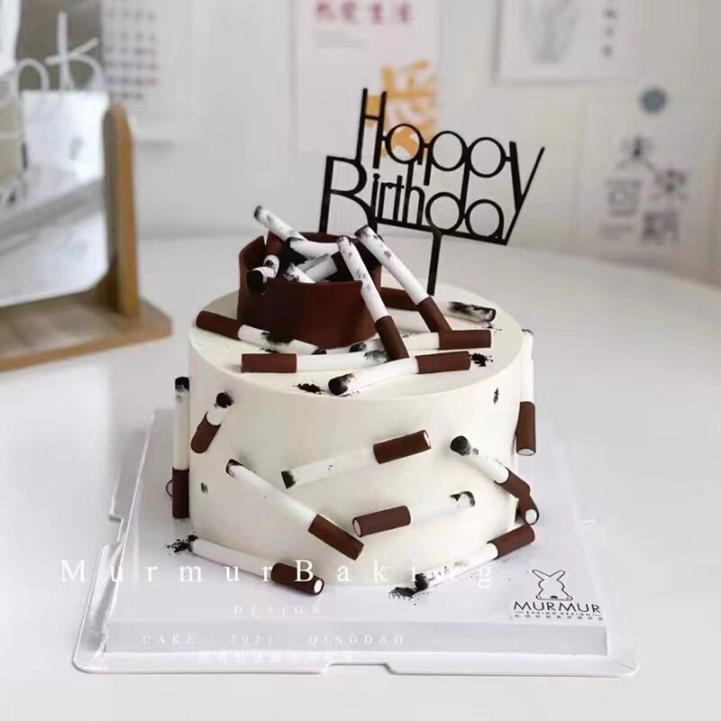 父亲节金主爸爸烟灰缸香烟酒瓶生日蛋糕装饰摆件网红创意烘焙插件