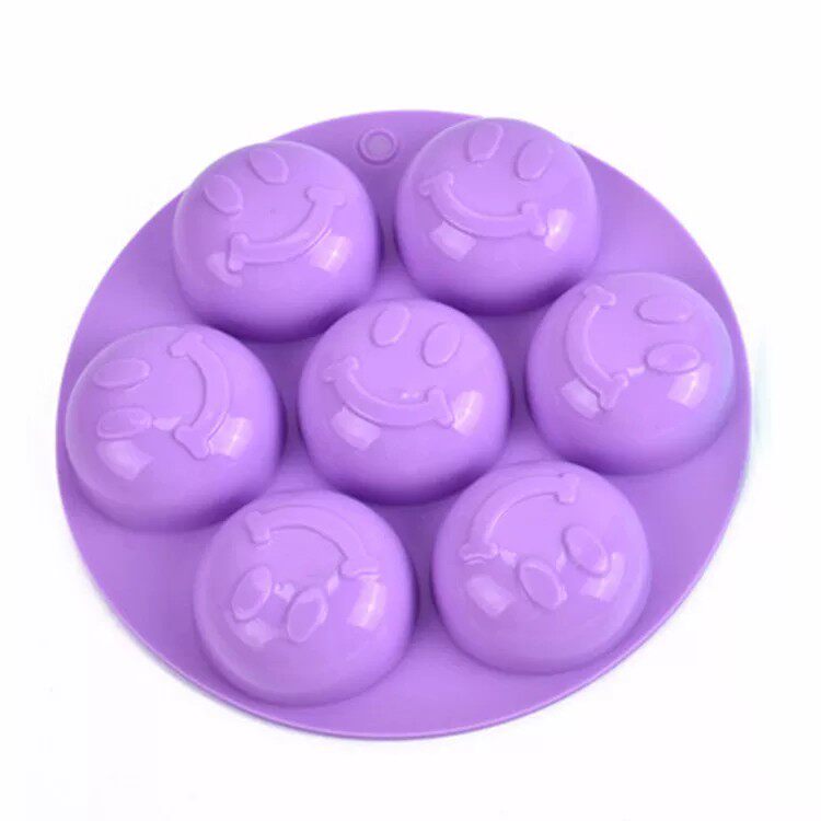 新款7连孔笑脸表情巧克力饼干点心烘培软模具smile silicone mold