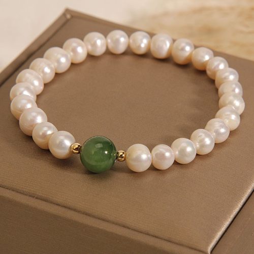 天然和田玉淡水珍珠手链女