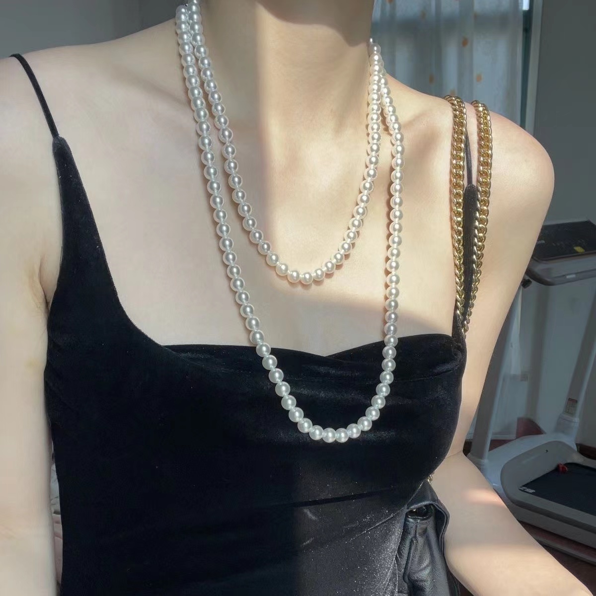 不掉色新款!一款多高级长款120cm正圆施家珍珠项链女小香风新中式