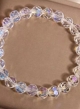 新款小清新切面白水晶手链女轻奢小众简约百搭学生手串送闺蜜礼物