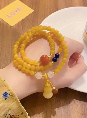 2024风吹麦浪~文艺复古中式民族风两戴黄玉葫芦手串文创网红手链