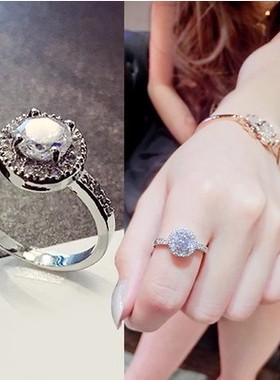 无敌闪锆石百搭欧美韩版女戒指