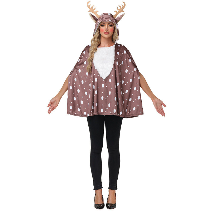 新品圣诞兔女郎 欧美成人粉色爱心开胸性感圣诞披风表演服