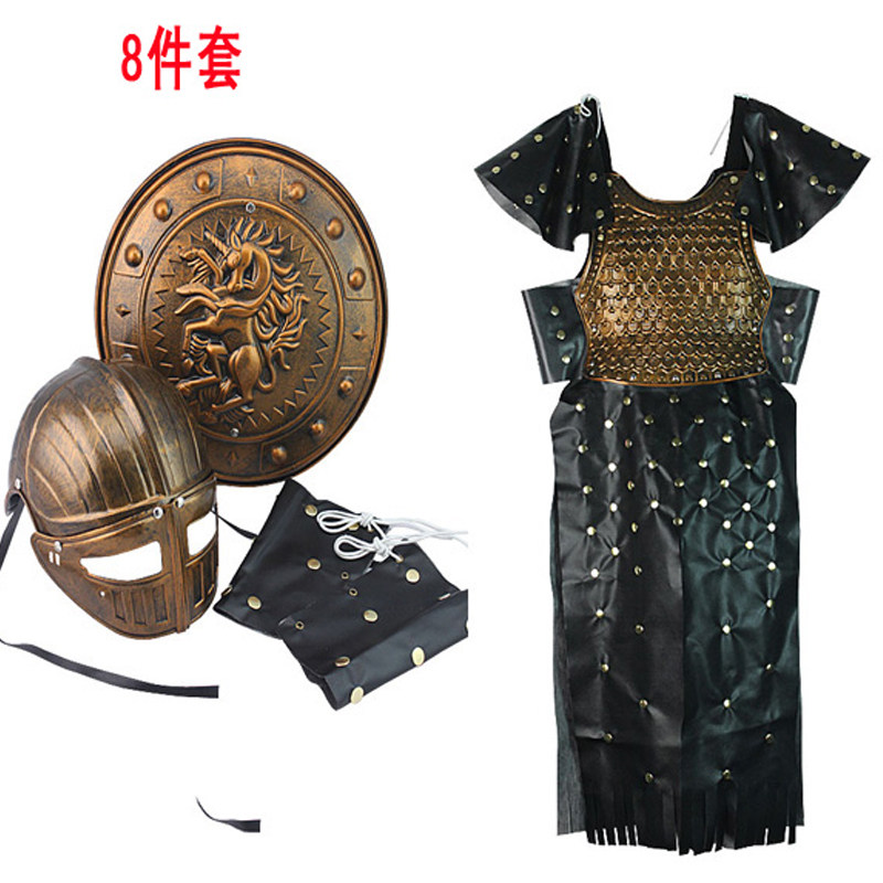 万圣节成人盔甲古罗马战士盔甲勇士铠甲武士盔甲铜色8件套