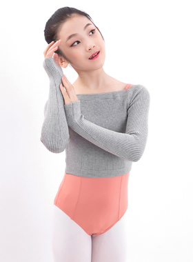 一字领针织练功套头小毛衣外套黑色舞蹈衣外搭上衣舞蹈服女童长袖