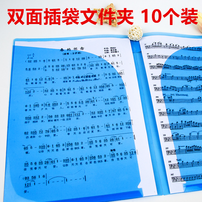 10个装A4双插袋文件夹L型文件套袋会议报告夹单片二页夹封面夹