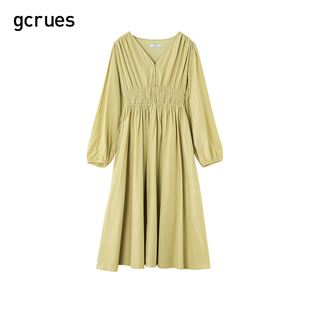 gcrues氣質v領收腰連衣裙女中長款 裙子G08Q08A0632 CC家居控