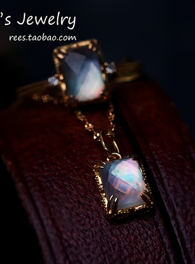 【Rees】凝虹。天然水晶白蝶贝拼合宝石18k黄金 吊坠项链 日本制