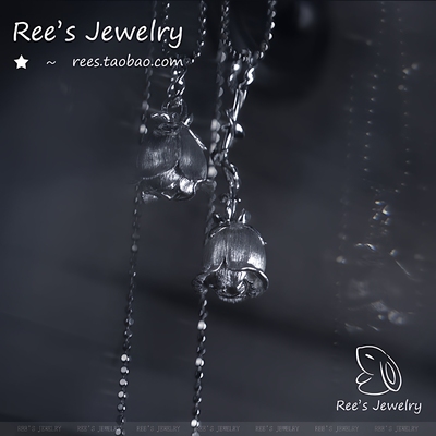 小众原创925银玫瑰吊坠花朵项链