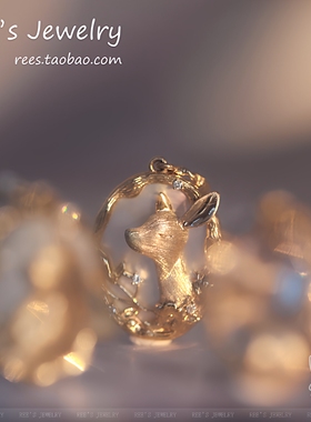 Ree原创 眠眠森林 18K黄金天然钻石天然蝶贝项链多功能扣吊坠项链