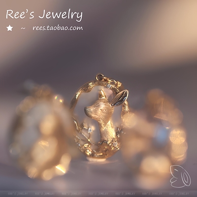 Ree原创可爱动物18k黄金母贝吊坠