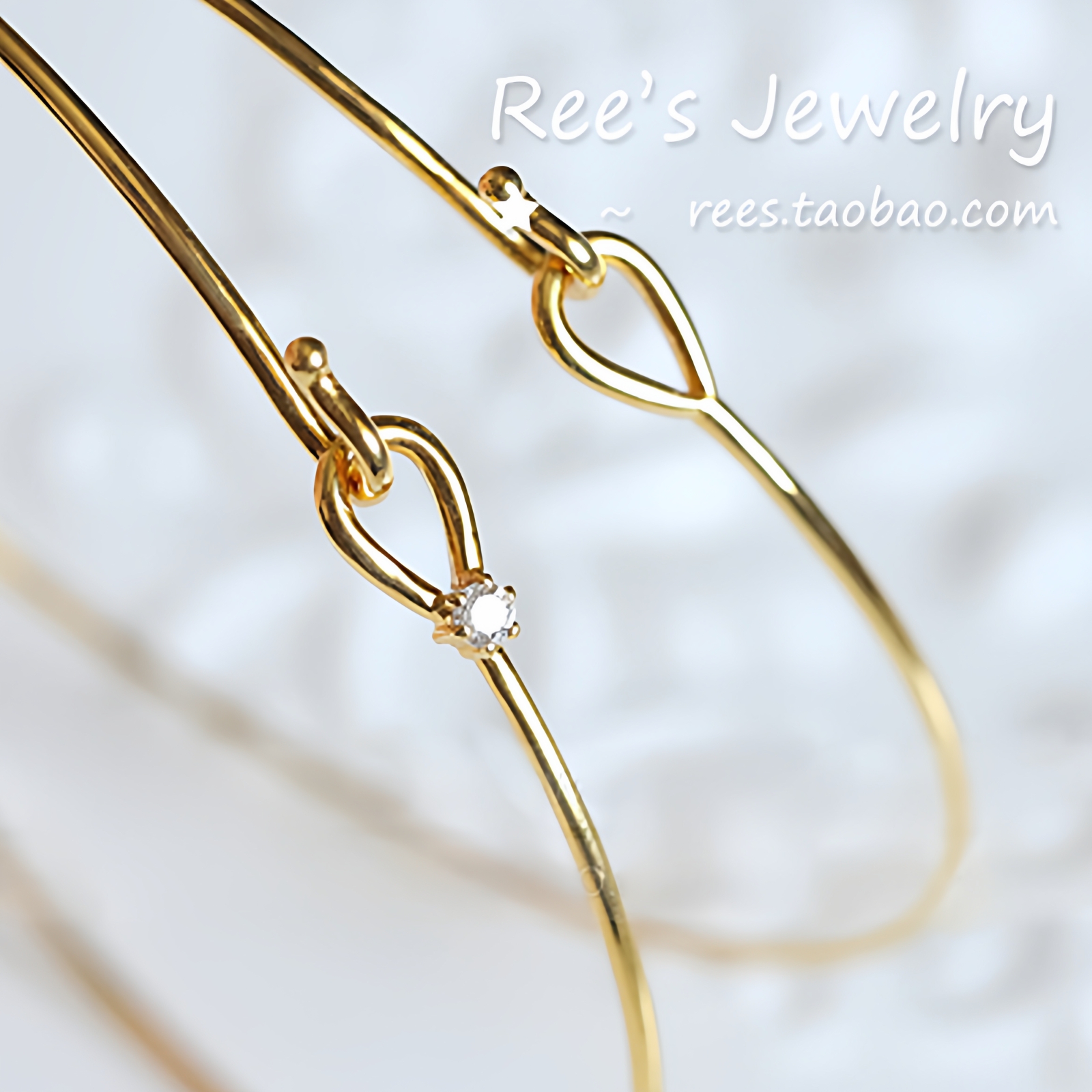 工艺rees轻珠宝纤细手镯天然钻石
